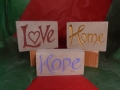 Love, hand carved and painted £48, Home, hand carved and painted £48, Home, hand carved and painted £48