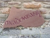 House name, Forest of Dean Sandstone, Painted Plum.