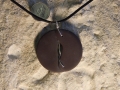 2 piece Welsh slate pendant with sterling silver stitching and bezel. NFS