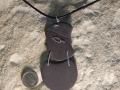 3 piece Welsh slate pendant with Sterling silver stitching