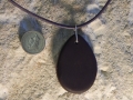 Ovoid Welsh slate pendant with sterling silver bezel