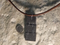 3 piece Welsh slate pendant with sterling silver wire.