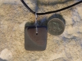 Blue and Heather welsh slate pendant with sterling silver bezel