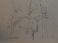Rough sketch over garden to Tithe Barn