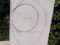 initial sketching on the stone