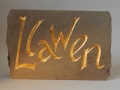 Llawen, hand carved and gilded  Forest of Dean sandstone.£115