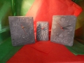 clocks £85 (left) £35 (middle) £65(right) all hand carved Welsh slate.