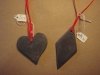 Welsh slate shapes on red ribbon, various prices. Different sizes made to order.