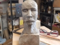 Clay maquette of George Hyatt. Work in progress