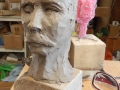 Clay maquette of George Hyatt. Work in progress