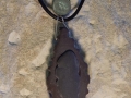 heather and Blue large long hanging leaf pendant