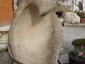Wave form with calcite veins. Tetbury limestone