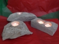 Tealight holders , Hand carved Forest of Dean sandstone, one of them has an Oak leaf and acorns carved on it, on the left£60, the other 2 prices are one at the back £22, One at the from £25.